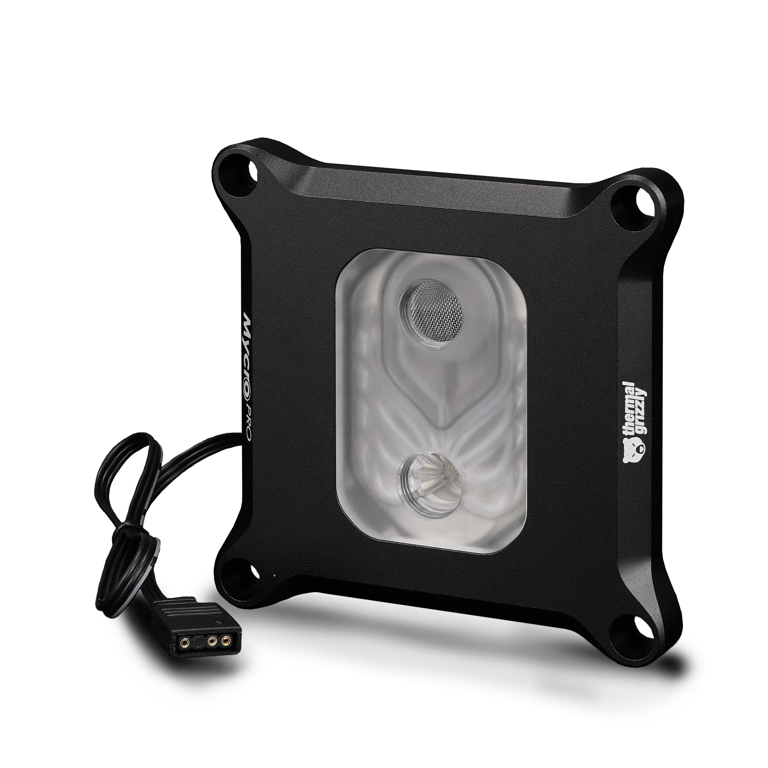 Thermal grizzly mycro pro rgb | intel 1851 | lga1851 in lga1700 | g1/4 | argb | cpu vodni blok 1 Thermal grizzly intel 1851 mycro pro rgb cpu vodni blok sprednji pogled